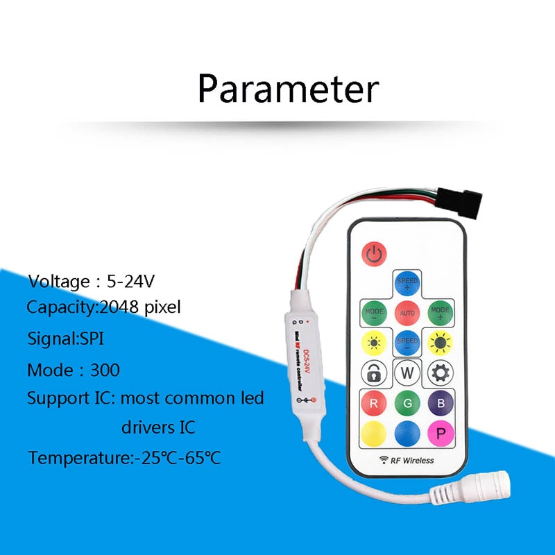 17Key Rgb Controller Dc 5V 12V SP103E Rgb Draadloze Afstandsbediening Mini Rf Led Controller WS2812 WS2811 Kleur Voor led Light Strip