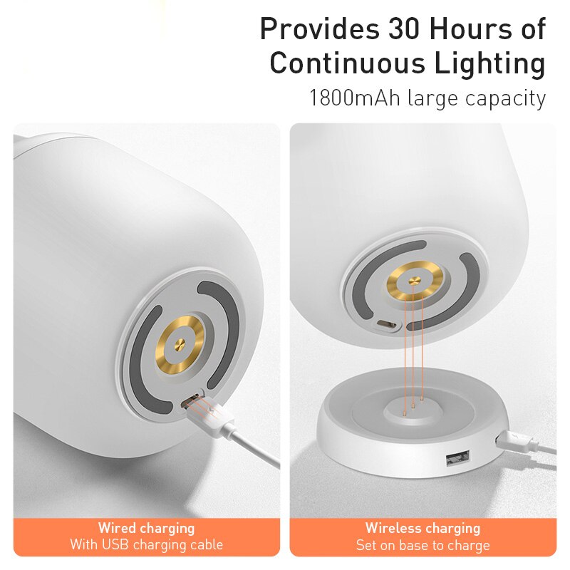 Baseus portátil luzes da noite 3000-6000k stepless escurecimento lâmpada de mesa quarto luz recarregável luzes led ao ar livre luz de acampamento