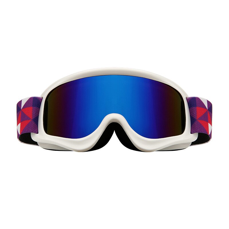 Barnskidglasögon dubbla lager linser imfria pojkar flickor 3-12 år barn skidglasögon vintersport snö snowboardglasögon: Vit ram blå lins