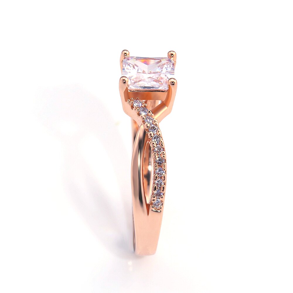 Huitan Hersteller Direc Wicklung Hochzeit Ringe Für Frauen Romantische Rose Gold Engagement Zubehör Finger Ringe