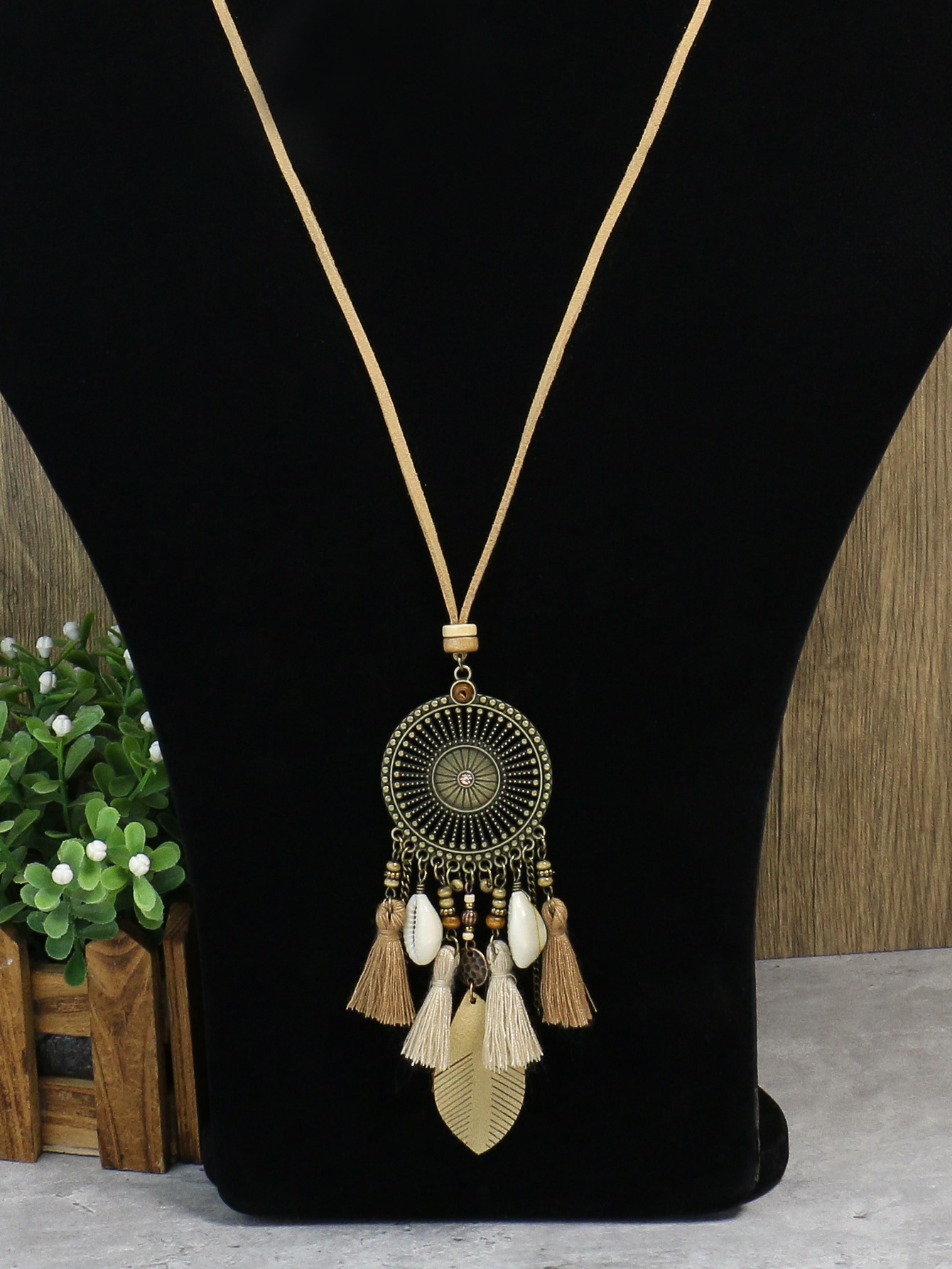 Collar largo de estilo étnico Vintage para mujer, cadena de Metal, collar con borla y rueda, vacaciones diarias para mujer, puede usar: Bañado en rodio de imitación