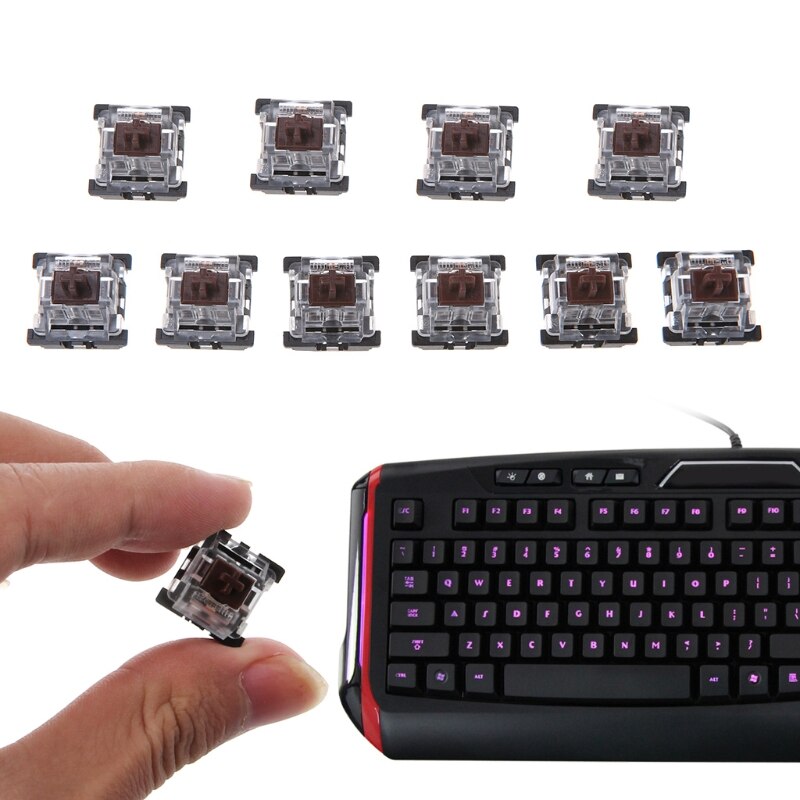 10Pcs 3 Pin KeyCaps Brown Mechanical Keyboard Switch for cherry MX Keyboard