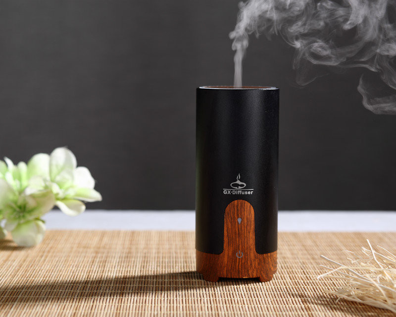 GX.Diffuser Portable Car USB Ultrasonic Humidifier Essential Oil Diffuser Aroma Diffuser Air Purifier Aromatherapy Mist Maker: Black