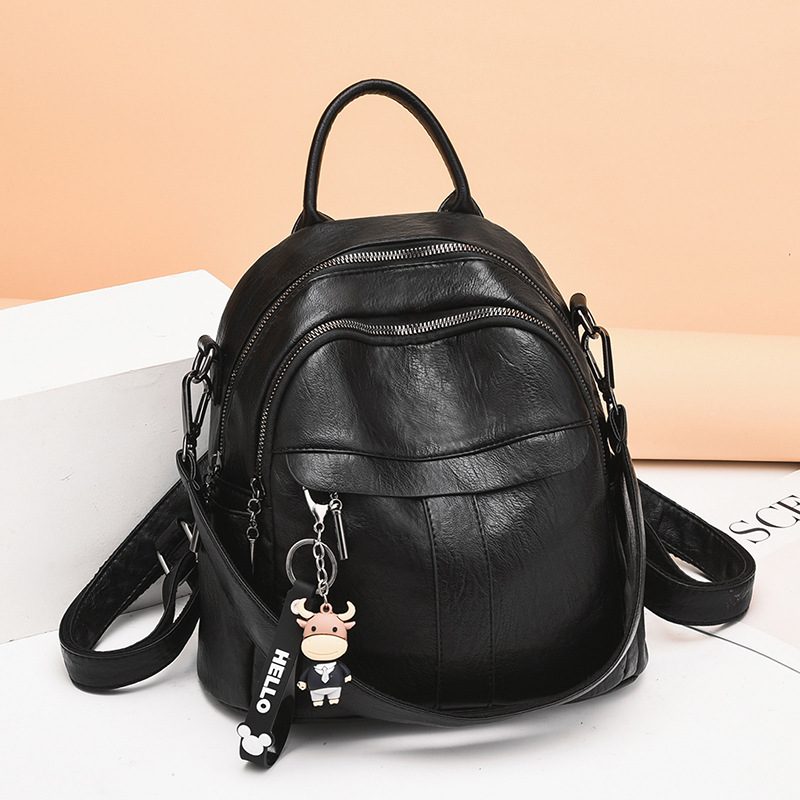 Mochila de cuero Pu de , Mochila de viaje de para mujer, mochilas escolares de , bolsos de hombro para mujer, bolso: Castaño