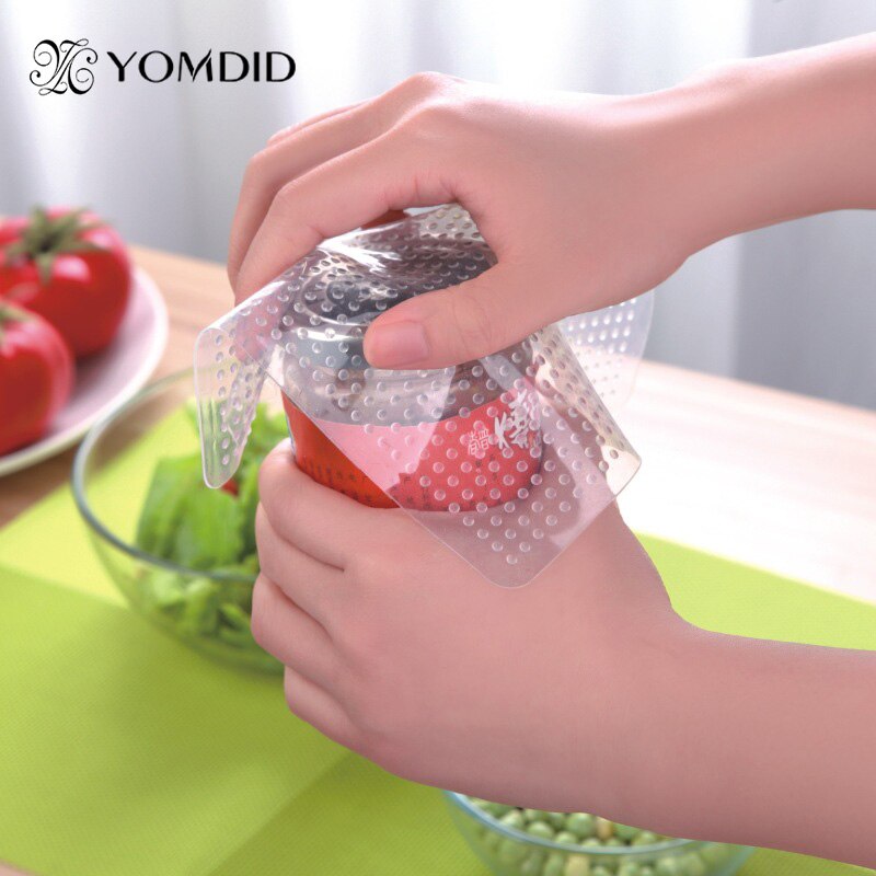 4Pcs/Lot Food Fresh Keeping Saran Wrap Multifunctional Reusable Silicone Food Wrap Seal Cover Lid Stretch Envoltura De Alimentos