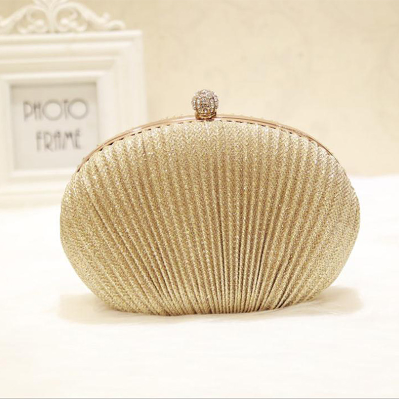 Oval Shape Clutch Bag Luxury Women Handbags Wedding Banquet Party Chain Shoulder Bag Female Purse Bolsa Mujer ZD1291: Gold