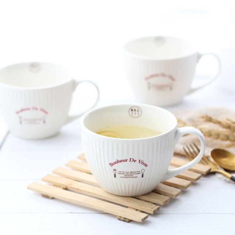 Nordic Microwavable Large Capacity Ceramic Mugs Kids Breakfast Oat Milk Cups Couple Office Tea Ciffee Mug Kitchen Food Container