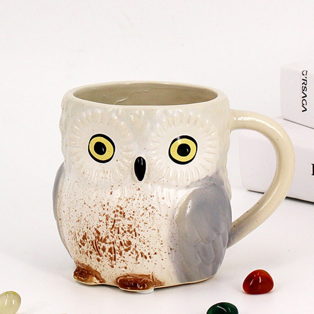 3D Animal café verre mignon tasse hibou imprimé lait café tasse fleur Vase Cocktail en céramique tasses bureau noël Village décor