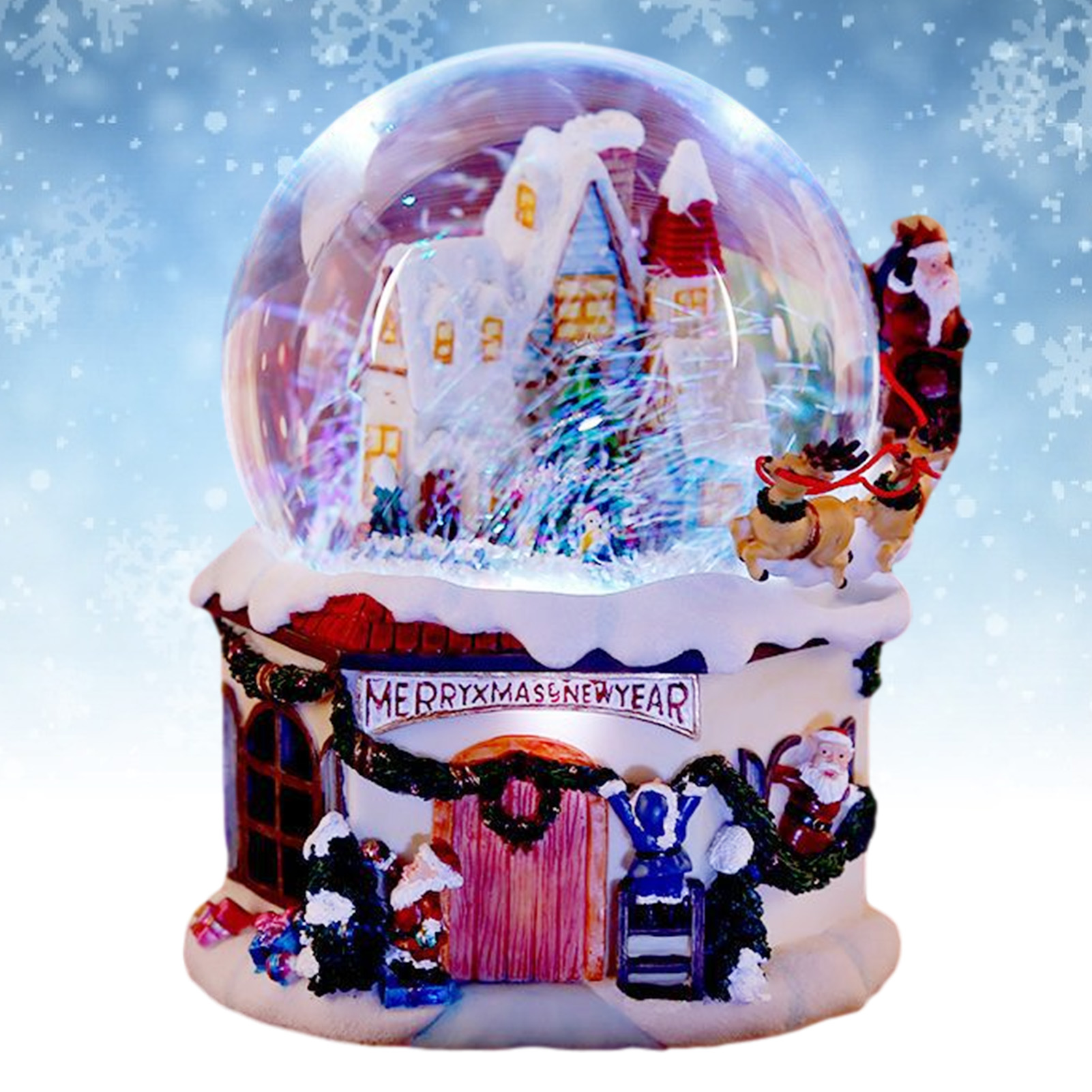 Bola de cristal de Navidad multifuncional 4 en 1, bola de nieve, caja de música de resina luminosa, de cumpleaños, , decoración de boda