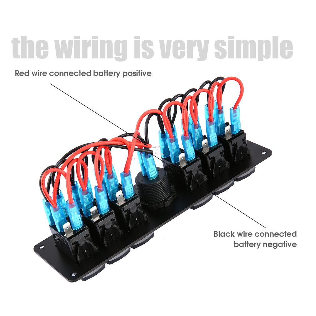 6 Gang 12v/24v Rocker Switch for Car Marine Boat Circuit Breakers Overload Protected LED Light Rocker Switch Panel Circuit