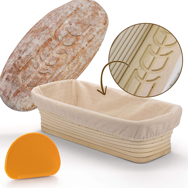 Rattan Bread Proofing Basket Natural Oval Rattan Wicker Dough Fermentation Sourdough Banneton Bread Basket With cloth bag