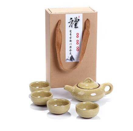 Exquisite carton packaging Tea Set 1pot 4cups,Ceramic Crack glaze Tea Sets,TeaCup,ChineseTravel Teapot, Drinkware Coffee&Tea Set: 06