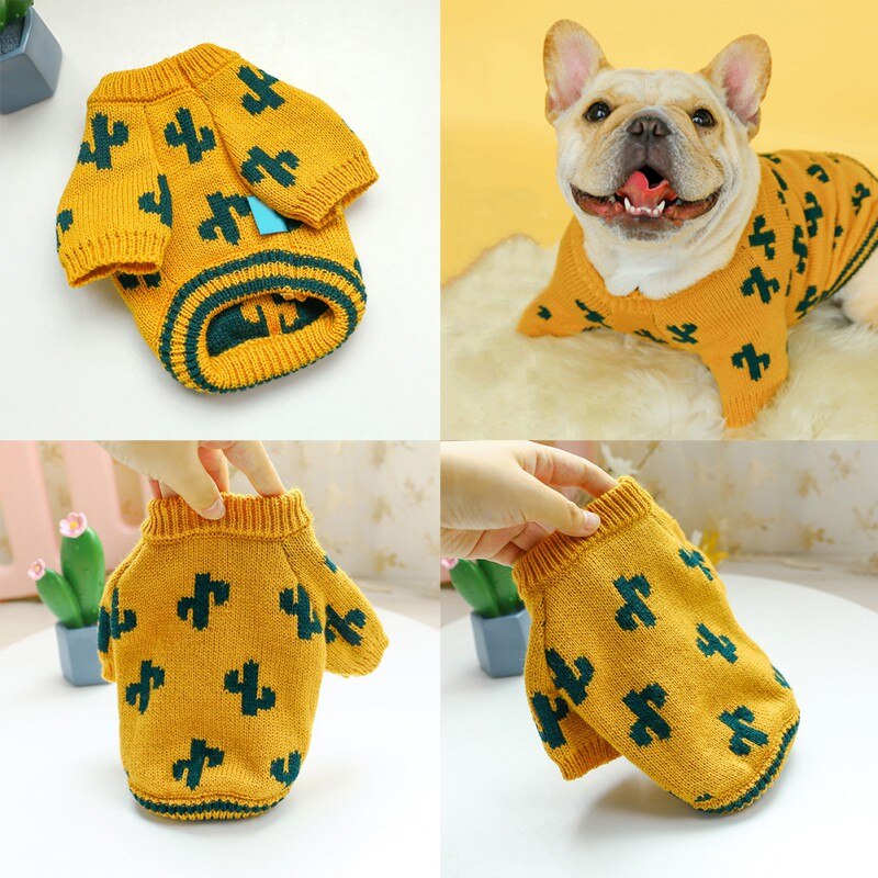 Cactus Pet Dog Clothes Winter French Bulldog Clothing For Dog Outfits Sweater Pet Coat For Chihuahua Clothes Pug