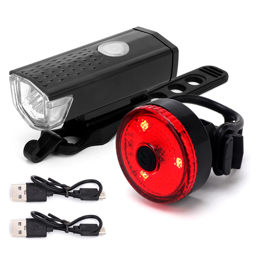 Fiets Light Led Usb Oplaadbare Fiets Koplamp Set Waterdichte Mtb Bike Front Achterlichten Lamp Night Veiligheidswaarschuwing Zaklamp: Type E