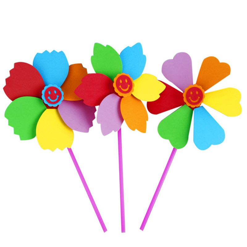 Molino de molinete EVA DIY para niños, Spinner de viento, juguete para niños, césped y jardín, juguete de decoración para , jardín de infantes, 6 uds.
