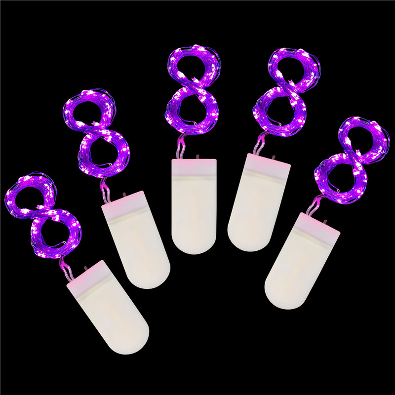 Guirnalda de luces LED de alambre de cobre para decoración de Navidad, guirnalda de luces de hadas para vacaciones, árbol, de boda, Navidad, , 10 Uds., 5 uds.: Purple / 5pcs 2m 20leds