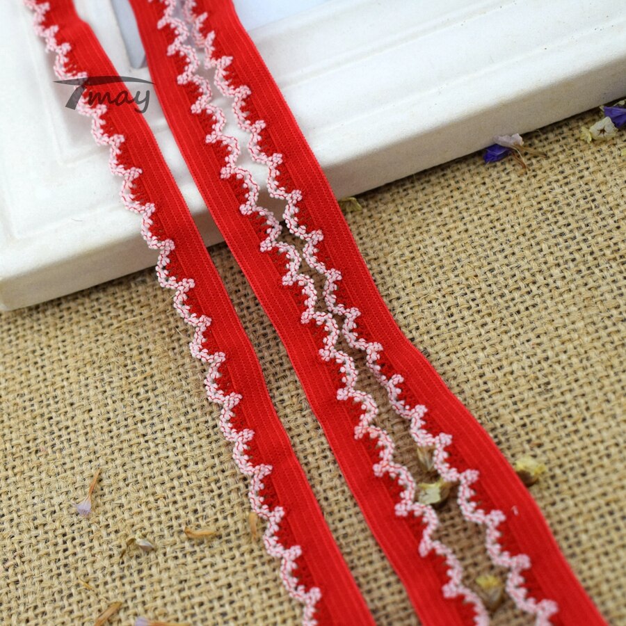 #219 rode en roze patchwork elastieken, nylon elastieken, broekondergoed, stretch kant, lint, babyhoofdbandjes, elastiekjes