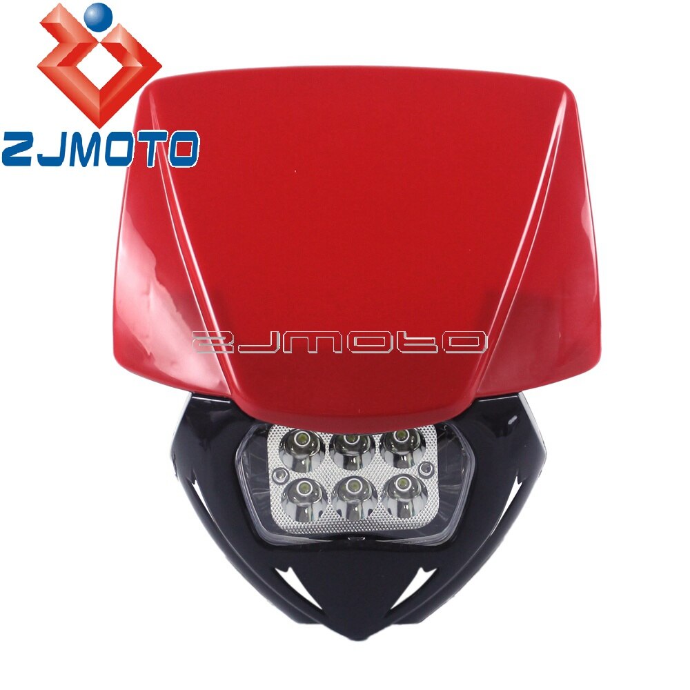 Ensemble universel de phare LED de vélo de saleté pour Yamaha Suzuki YZ YZF WR TT DR RM MX Enduro Supermoto masque de carénage de phare bleu: Rouge