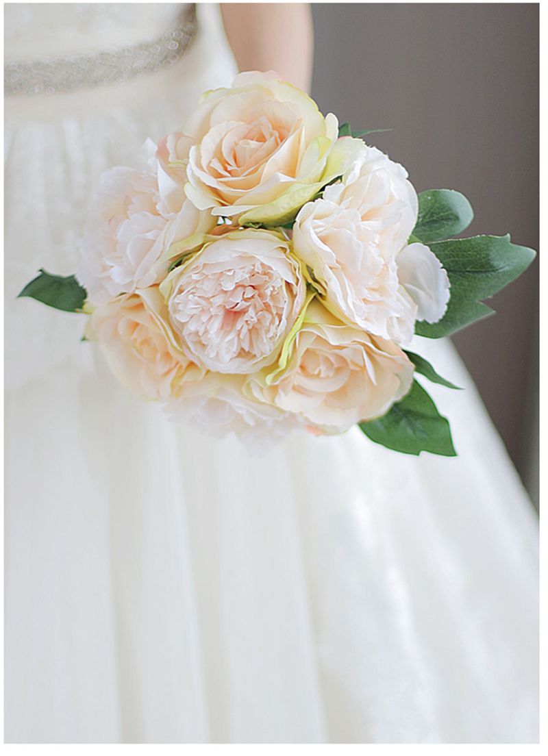 Ivory Pink Coral Peony Wedding Flowers Bridal Bouquets Artificial Wedding Bouquet Bridesmaid Flowers De Mariage Rose