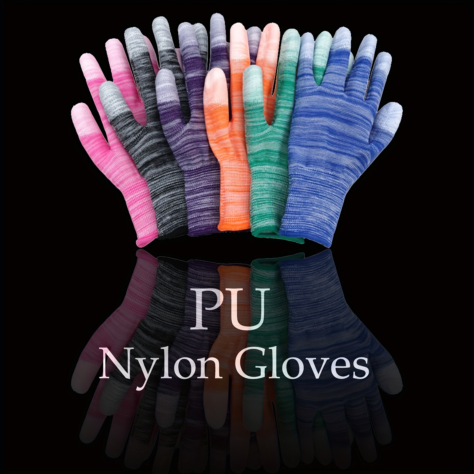 12 Paar bunte Gartenhandschuhe für Damen und Herren, beschichtete Fingerhandschuhe, PU-Nylon-Gartenhandschuhe, Outdoor-Schutzhandschuhe für die Arbeit