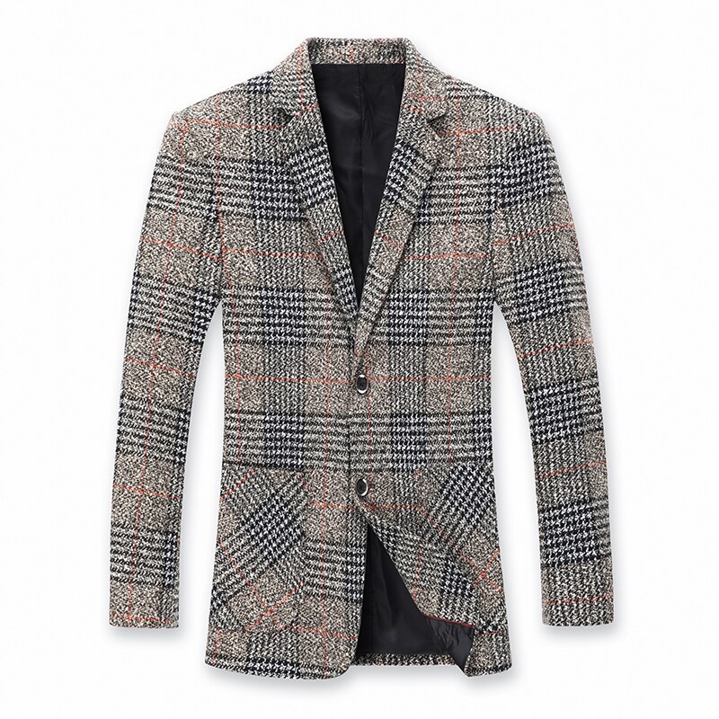 Top Grade Style Classic Brand Casual Slim Fit Men Suits Tweed Jacket Business Plaid Blazer Coats Mens Clothes