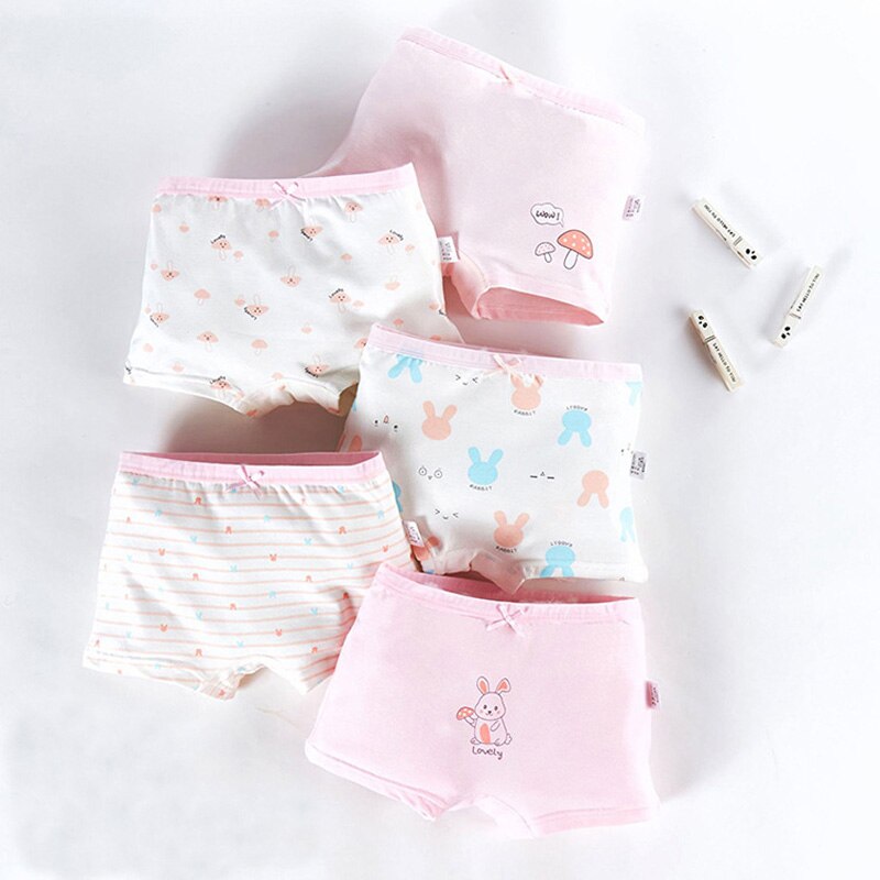 girl baby boxer short briefs panties kids students children teenagers underwear 1-8y 5pcs/lot: Sky Blue / M(1-2year)