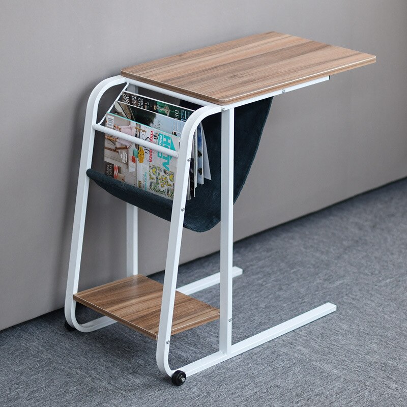 Movable bedside laptop desk household carbon steel skeleton high lifting bed with small side table storage rack: B