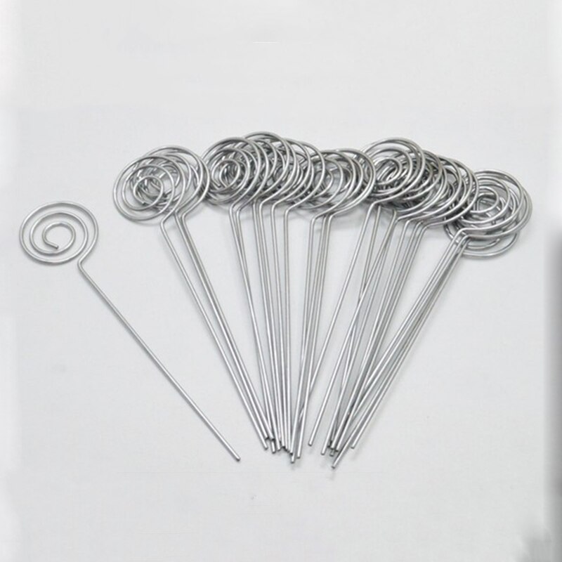 50/ pack plats korthållare pick, ring loop virvel tråd clip foto metall klämma för diy craft & making, notera memo hållare (silve