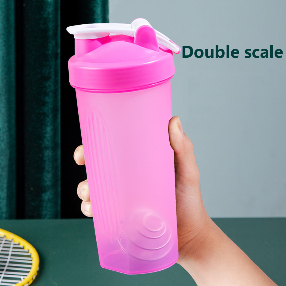 Botella agitadora de proteínas de 600ml, Herbalife, taza agitadora de proteína en polvo para gimnasio, agitador, taza Slushy con botella de agua portátil a escala: Rose Red