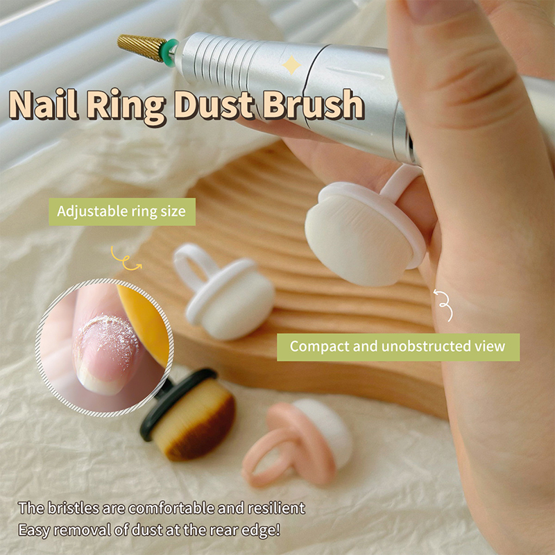 Nagelkonst dammborste spänneborste oval gel dammborste smink ringformad borste manikyrverktyg