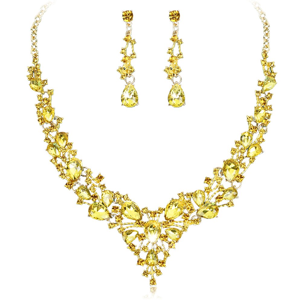 Mode Oostenrijkse Kristallen Oorbellen Ketting Set Indian Bruids Sieraden Sets Wedding Party Kostuum Accessoires voor Bruid Vrouwen