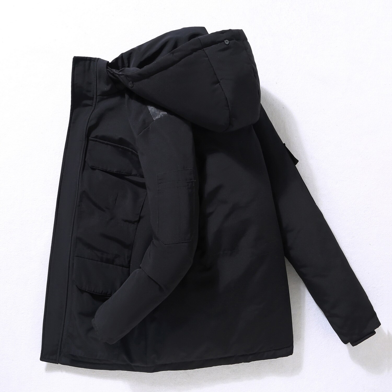 -30 grad Parkas herren Winter Unten Jacke Warme Mit Kapuze Weiße Ente Unten Anorak Männer Parka Mitte Langen Mantel wasserdichte Jacke Männlichen: Schwarz / XXXL