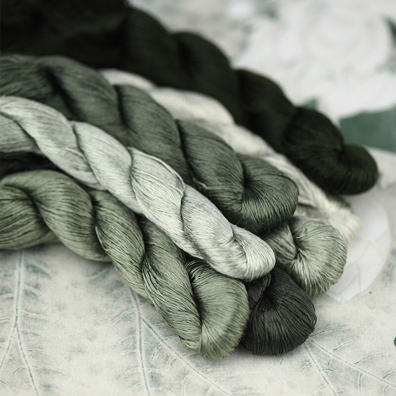 Zijde Borduurgaren/100% Zijden Draad/Hand Borduren Borduren Kruissteek/Verdorde Groen/7 Pure Kleuren