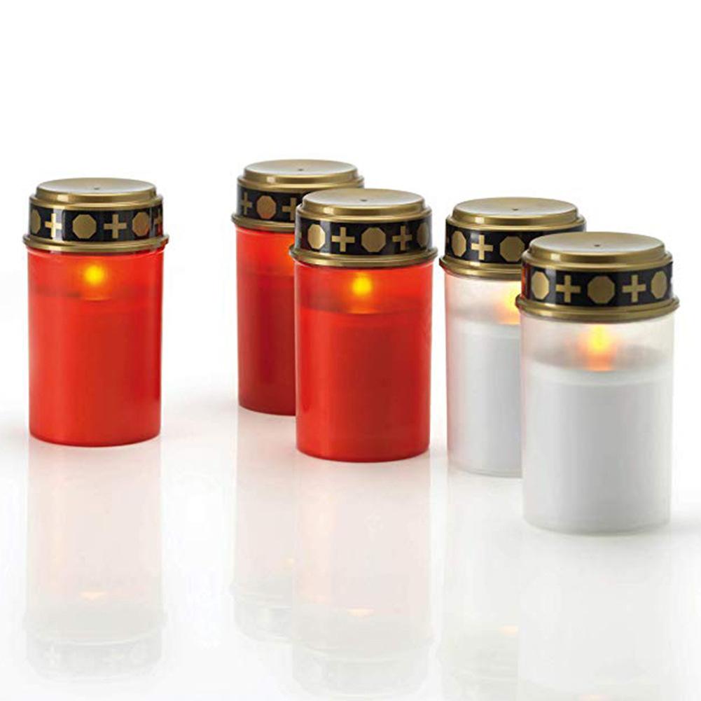 LED Solar Candle Lamp Flameless Waterproof Electronic Memorial Candle Decorative Tea Lights For Cemetery Ritual Prayer