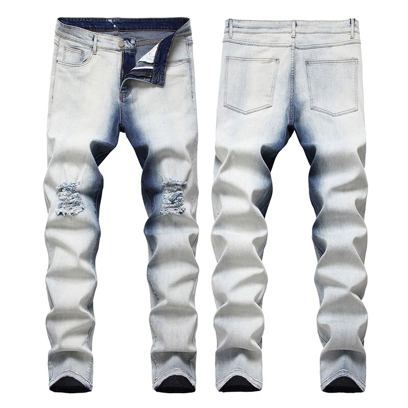 Broek Knie Gaten Geruïneerd De Originele Plus Size Casual Vier Seizoen Broek Plus Size Jeans Denim Mannen Ripped Gaten mode