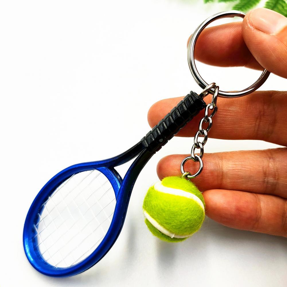 Simulation Mini Tennis Schläger Ball Keychain Anhänger Tasche Schlüssel Ring Zubehör Männer Frauen Keychain Schmuckstück Auto Schlüssel Ring Schmuck