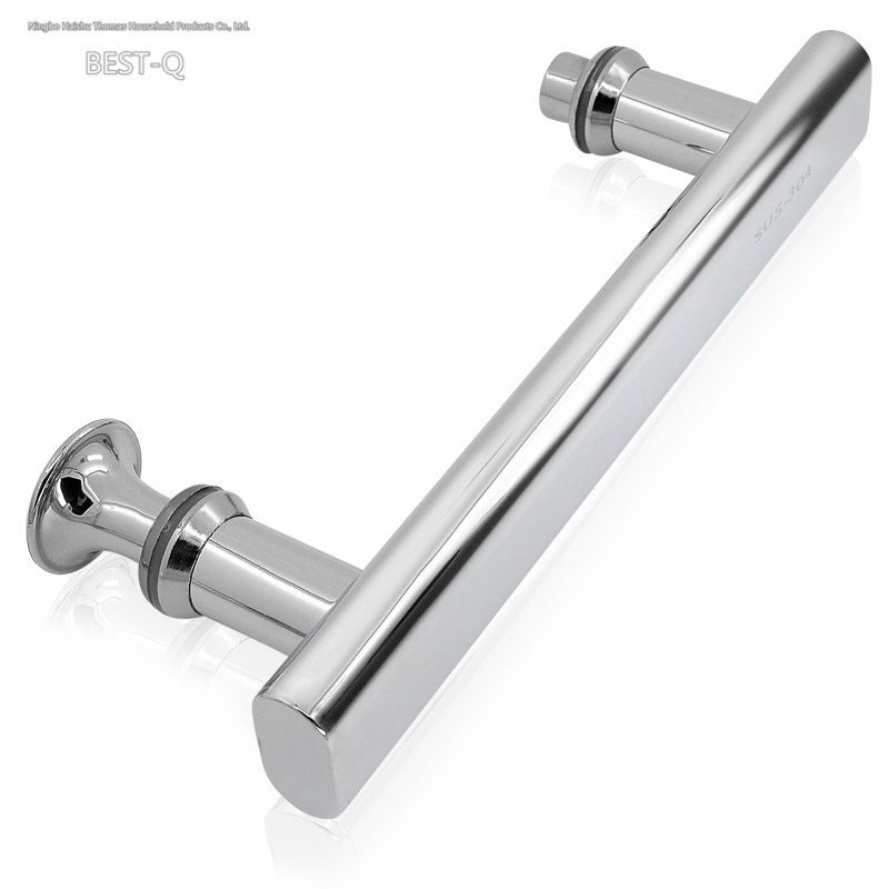 Thickened 304 stainless steel bathroom glass door handle toilet push