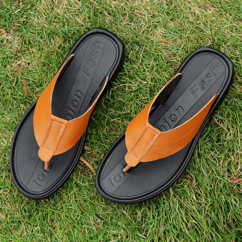 Sko sommer herre mann til sandaler hus tøffel skinn kork gummi flip unisex myke utendørs sandaler tøfler kvinner herre