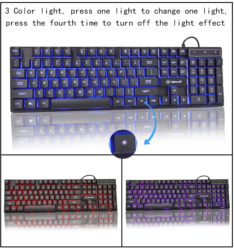 Russian Keyboard Wired Gaming Keyboard 104 Keys Backlit LED Keyboards USB Waterproof Mechanical Feel Gamer Keyboard For Laptop