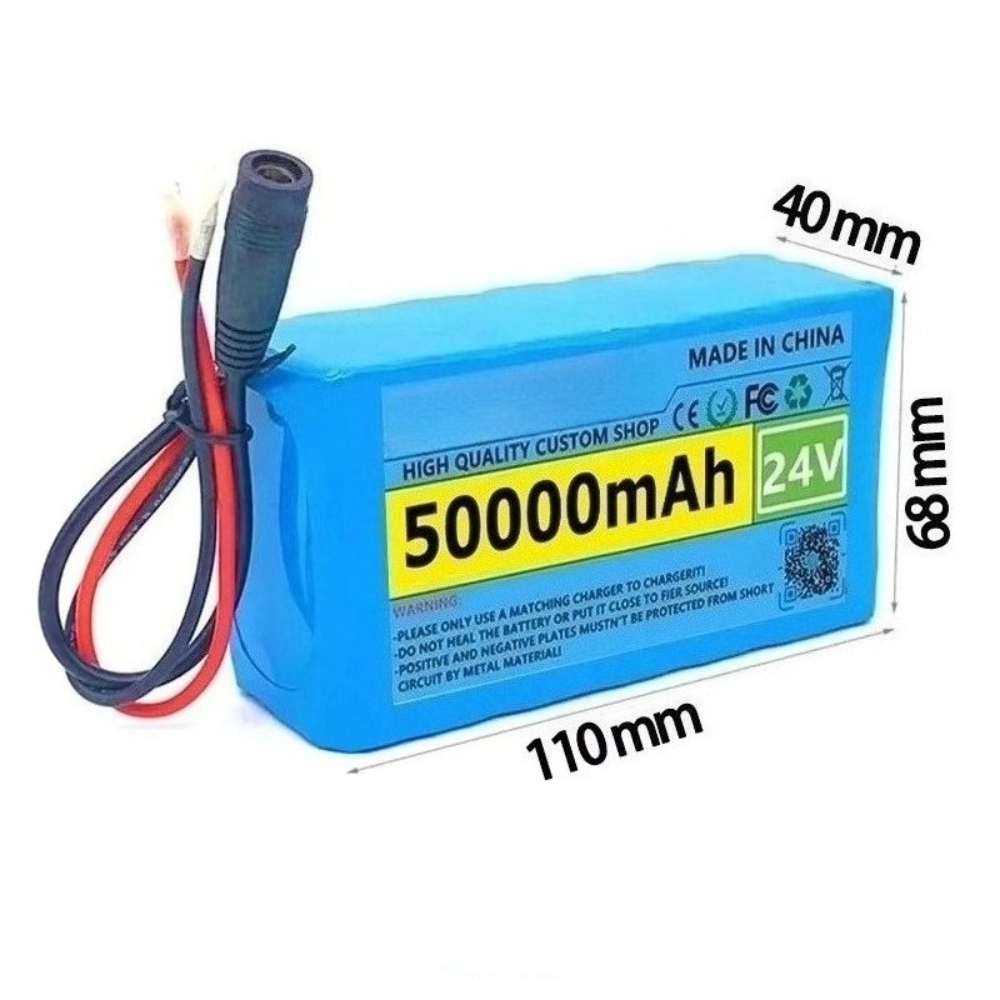 Batterie rechargeable au lithium 24V 50000mAh 6s2p 18650 avec panneau de protection BMS batterie lithium-ion avec chargeur