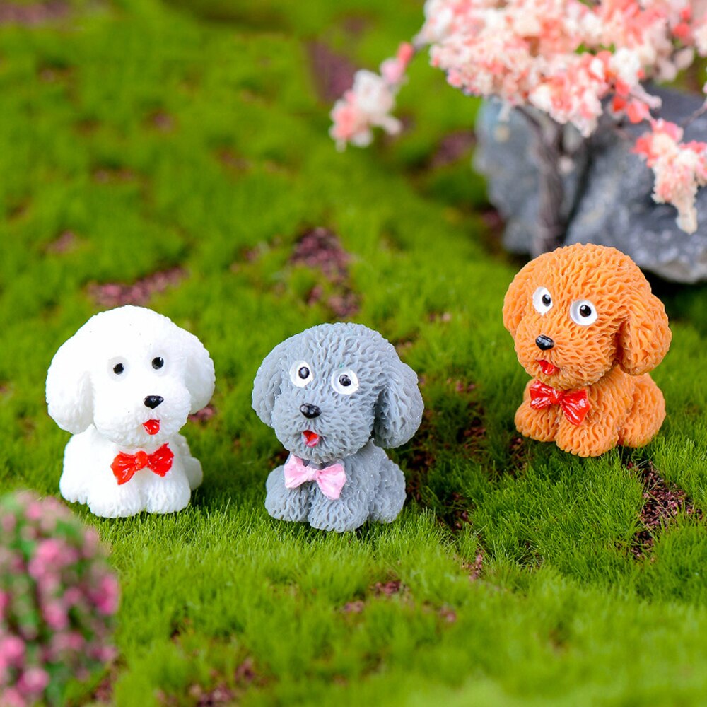 Dollhouse Decoration Fairy Garden Puppy Figurines Cute Teddy Mini Cartoon Dogs Toy Resin Miniature Animal For Children Toys