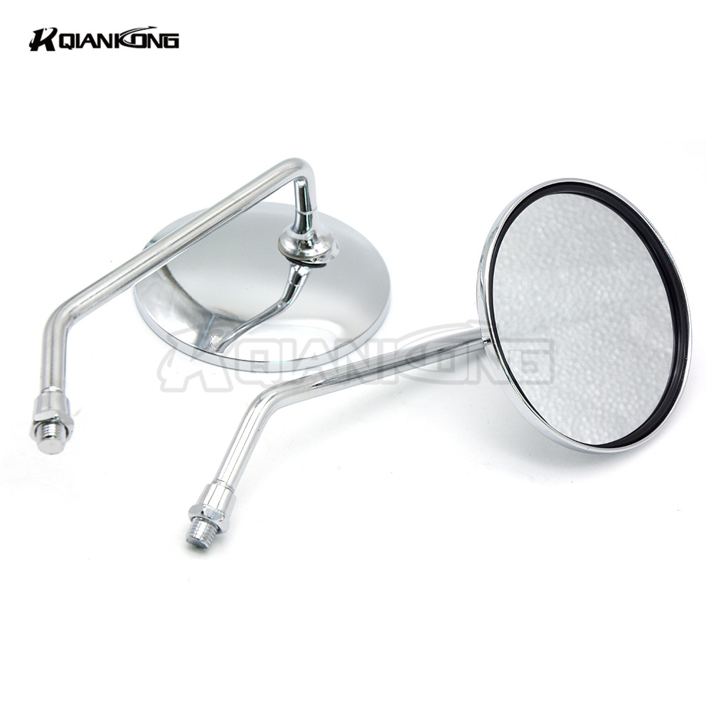 1 paar 8 MM & 10 MM Motorfiets Side Stuur Spiegels Ronde motorrijwiel scooter Spiegels Chrome voor Kawasaki suzuki bmw