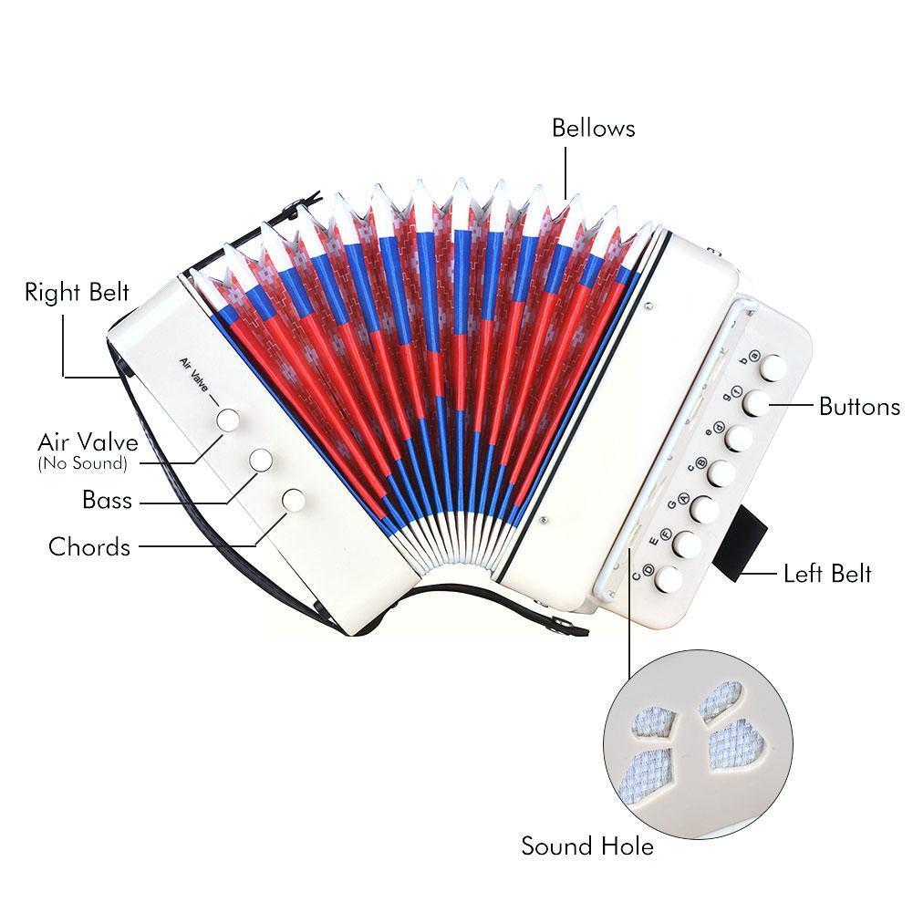 7 Keys 3 Buttons Mini Accordion Musical Instrument Children Kids Educational Birthday Accordion For Beginners Portabl M5g6