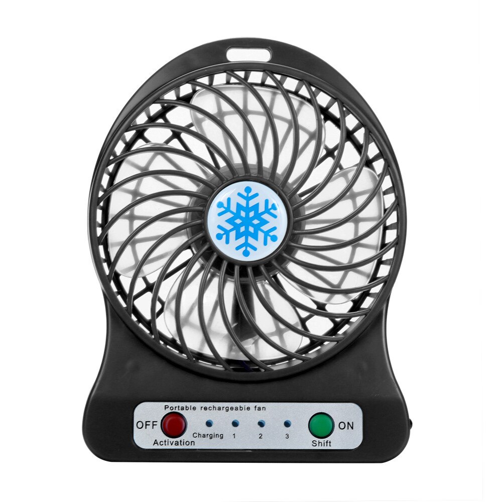 Ventilador recargable portátil para ventilador de luz Led, Mini ventilador de escritorio con batería Usb 18650, refrigeración por Usb, recargable, # p30: Black