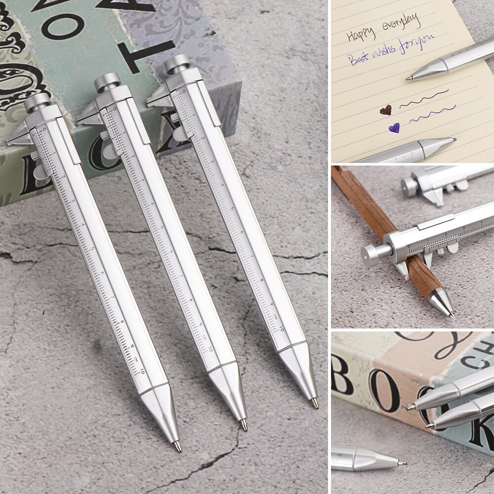 Multifunction 0.5mm Gel Ink Pen Vernier Caliber Roller Pen Stationery Ball Point School Office Supplies With Scale Ruler