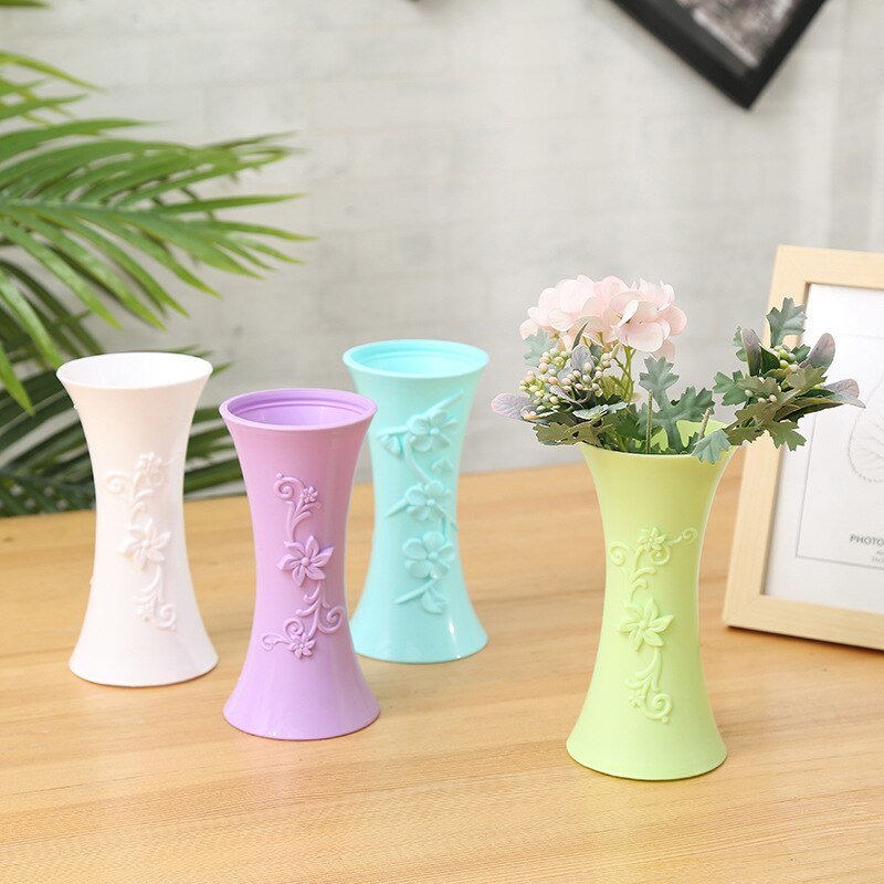 Plastic Vase Home Decoration Accessories Flower Pot Ornaments Simulation Flower Insert Anti-fall European Dry Vase