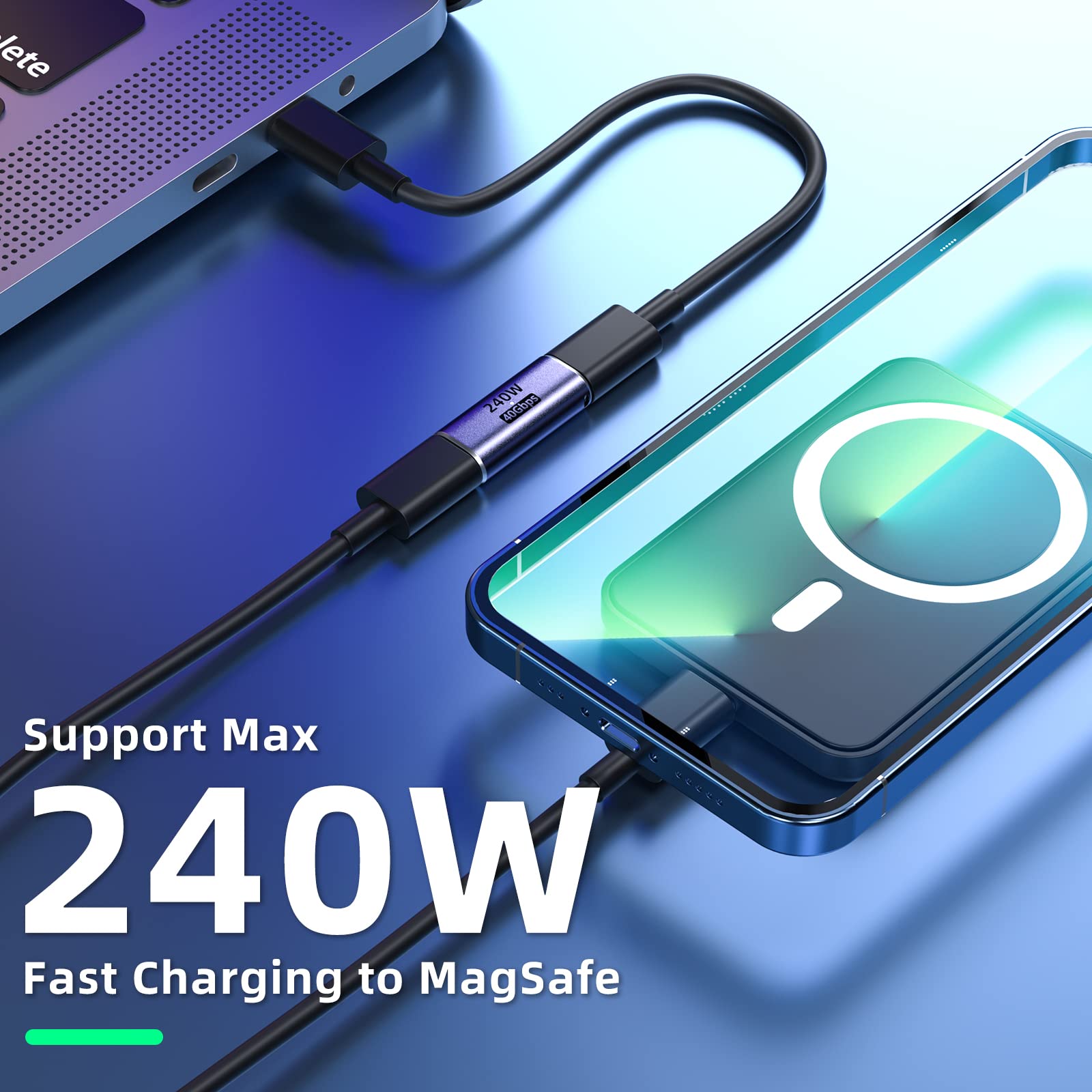 NNBILI 240W 40Gbps USB4.0 C żeński na żeński Adapter Łącznik TypeC 4.0 Złącze żeńskie Przedłużacz Wskaźnik LED Obsługuje 8K Audio