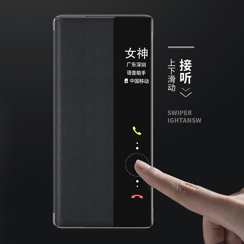 Luxury Leather Smart View Flip Case For Huawei Mate 40 Pro Mate40 Mate40pro 40pro 5G Global Version Magnetic Phone Cover