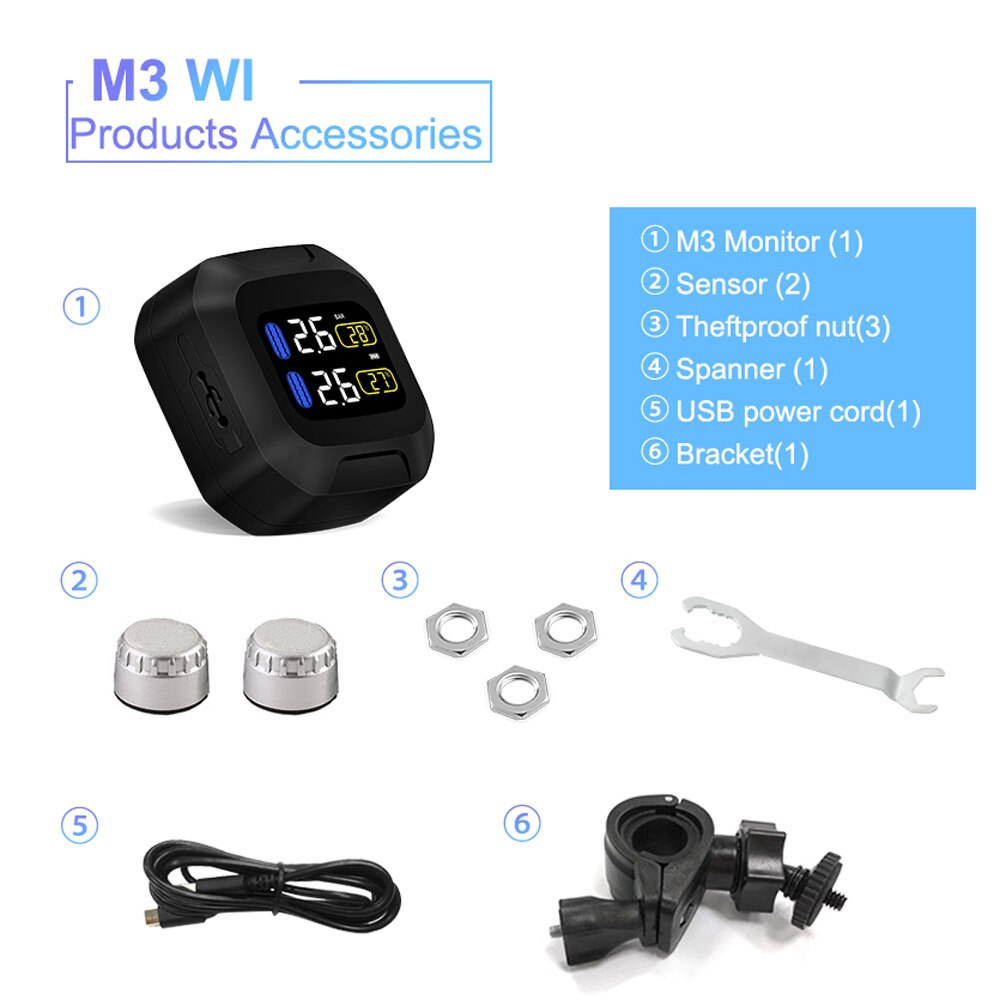 Motorsykkel dekk alarm 2 ekstern sensor moto tpms system ekstern digital lcd skjerm sikkerhetsalarm