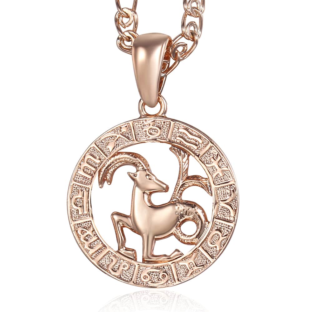Davieslee 12 Horoscope Zodiac Sign Pendant Necklaces For Women Men Gold Color Aries Leo 12 Constellations DGPM24